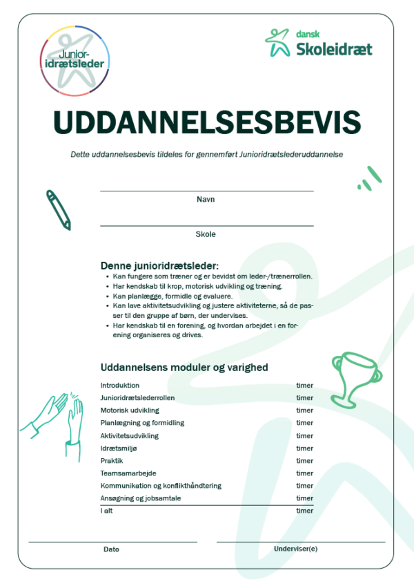 Junioridrætsleder uddannelsesbevis