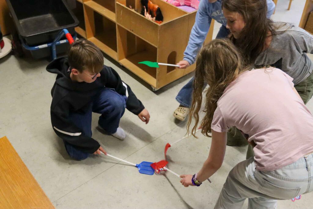 Børn leger med fluesmækkere